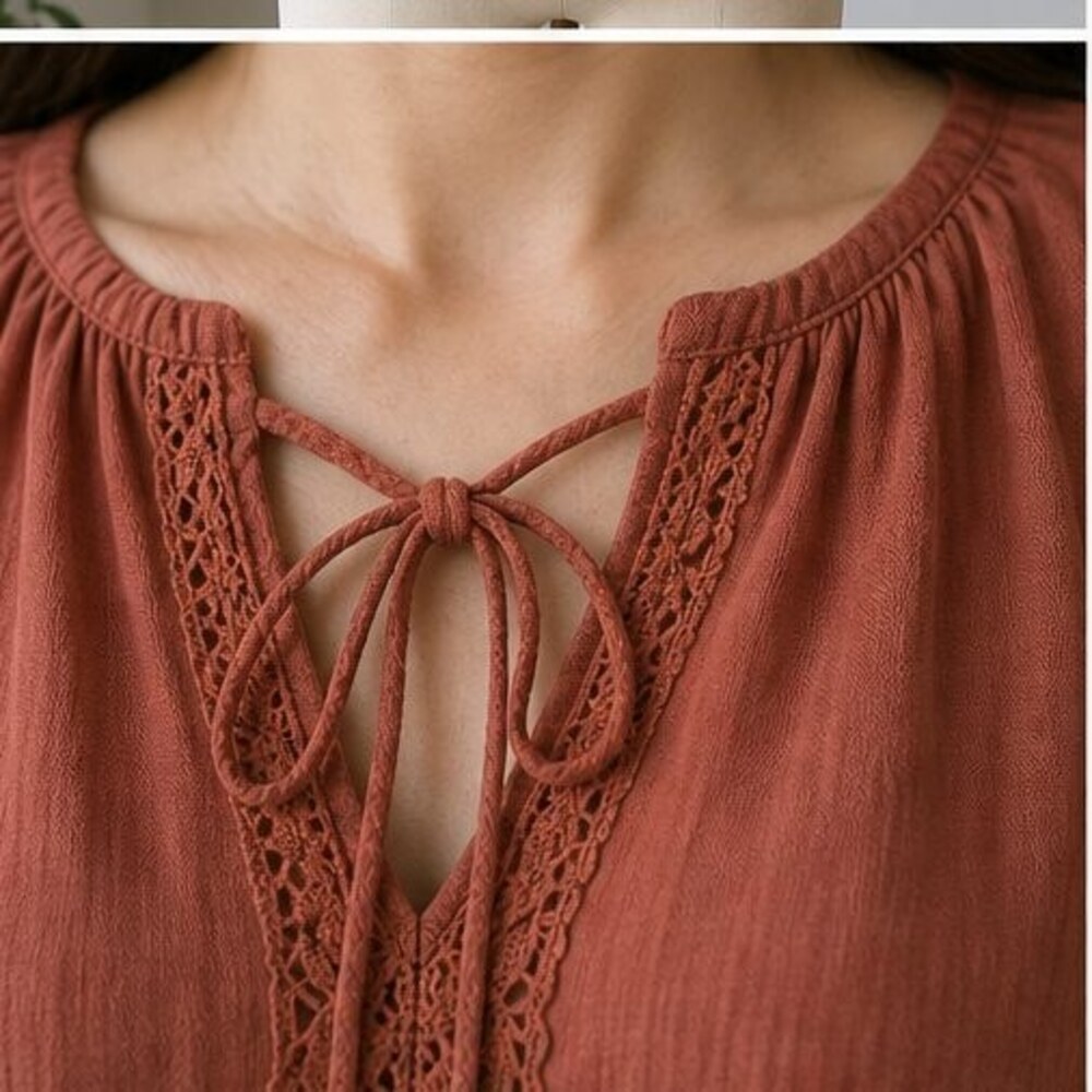 Rust V Neck Top - Picture 4 of 6